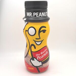 Planters First Edition Mr Peanut Glass Jar 14 oz Dry Roasted Peanuts Sealed